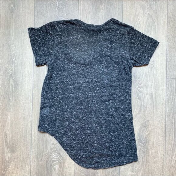 LNA Deep U Neck Tee T-Shirt Asymmetrical Hem Short Sleeve Heather Black - Picture 13 of 15